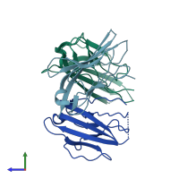 PDB entry 4l1d coloured by chain, side view.