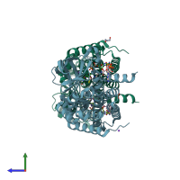 PDB entry 4l1f coloured by chain, side view.