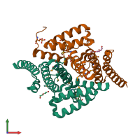 PDB entry 4l1j coloured by chain, front view.