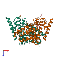 PDB entry 4l1j coloured by chain, top view.