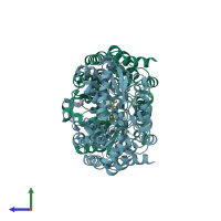 PDB entry 4l1o coloured by chain, side view.