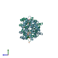 PDB entry 4l1x coloured by chain, side view.