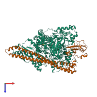 PDB entry 4l23 coloured by chain, top view.