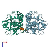 PDB entry 4l2b coloured by chain, top view.