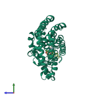 PDB entry 4l2x coloured by chain, side view.