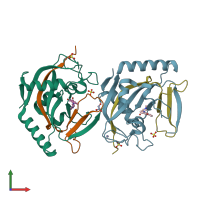 PDB entry 4l32 coloured by chain, front view.