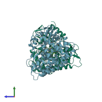 PDB entry 4l36 coloured by chain, side view.