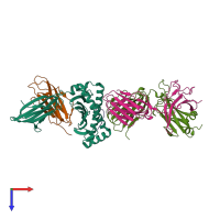 PDB entry 4l3e coloured by chain, top view.