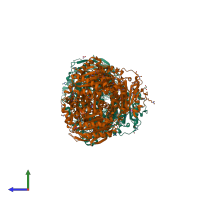 PDB entry 4l3t coloured by chain, side view.