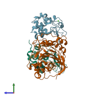 PDB entry 4l41 coloured by chain, side view.