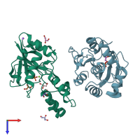 PDB entry 4l57 coloured by chain, top view.