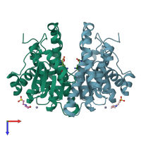 PDB entry 4l5l coloured by chain, top view.