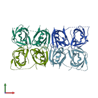 PDB entry 4l5t coloured by chain, front view.