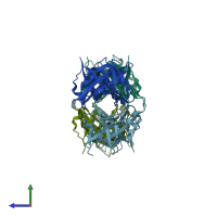 PDB entry 4l5t coloured by chain, side view.
