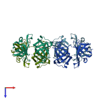 PDB entry 4l5t coloured by chain, top view.