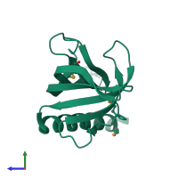 PDB entry 4l6e coloured by chain, side view.