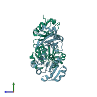 PDB entry 4l74 coloured by chain, side view.