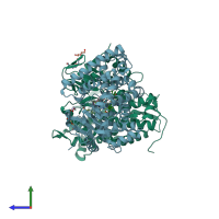 PDB entry 4l77 coloured by chain, side view.