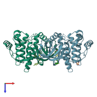 PDB entry 4l7s coloured by chain, top view.