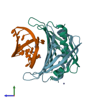 PDB entry 4l8h coloured by chain, side view.