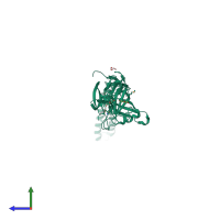 PDB entry 4l8j coloured by chain, side view.