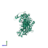 PDB entry 4l8n coloured by chain, side view.