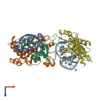 PDB entry 4l8r coloured by chain, top view.