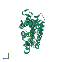 PDB entry 4l96 coloured by chain, side view.