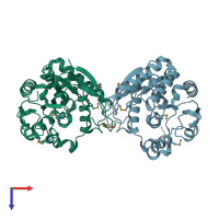 PDB entry 4l9a coloured by chain, top view.