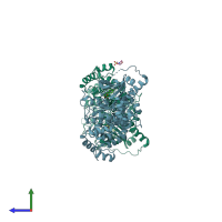 PDB entry 4l9i coloured by chain, side view.
