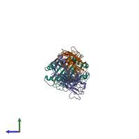 PDB entry 4l9l coloured by chain, side view.