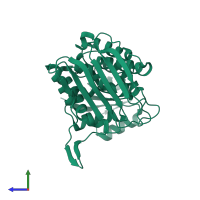 PDB entry 4l9r coloured by chain, side view.
