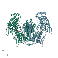 PDB entry 4la1 coloured by chain, front view.