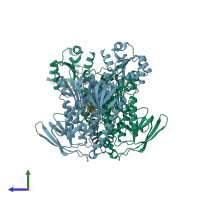 PDB entry 4la1 coloured by chain, side view.