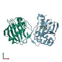 PDB entry 4la2 coloured by chain, front view.