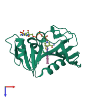 PDB entry 4lag coloured by chain, top view.