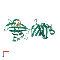 PDB entry 4lay coloured by chain, top view.