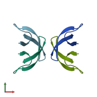 PDB entry 4lb1 coloured by chain, front view.