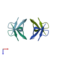 PDB entry 4lb1 coloured by chain, top view.