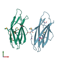 PDB entry 4lba coloured by chain, front view.