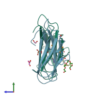 PDB entry 4lba coloured by chain, side view.
