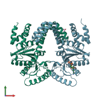 PDB entry 4lc1 coloured by chain, front view.