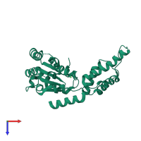 PDB entry 4lcb coloured by chain, top view.