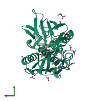 PDB entry 4lch coloured by chain, side view.