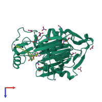 PDB entry 4lch coloured by chain, top view.