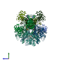 PDB entry 4lcj coloured by chain, side view.