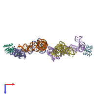 PDB entry 4lck coloured by chain, top view.