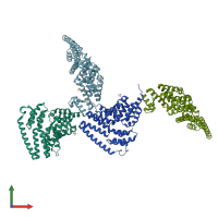 PDB entry 4lct coloured by chain, front view.