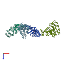 PDB entry 4lct coloured by chain, top view.