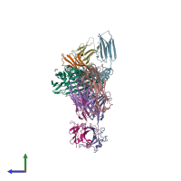 PDB entry 4lcw coloured by chain, side view.